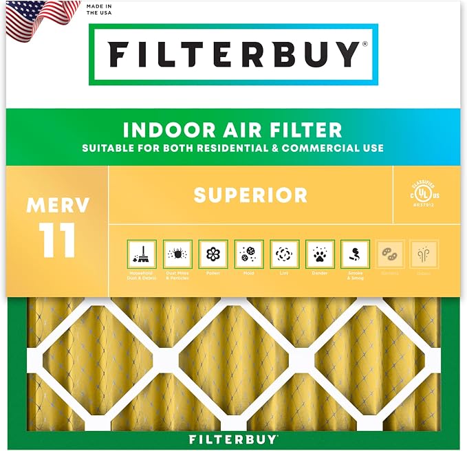 Filterbuy 24x24x2 Air Filter MERV 11 Superior Pet & Allergy Defense, by Filterbuy