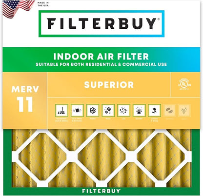 Filterbuy 24x24x2 Air Filter MERV 11 Superior Pet & Allergy Defense, by Filterbuy
