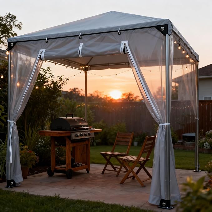 Curtain Patio Enclosure with Zippe, Heavy Duty PVC Transparent Tarpaulin Side - Image 2