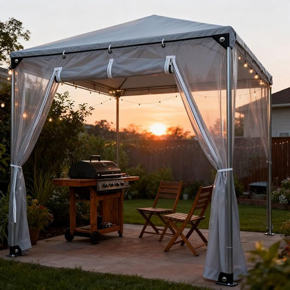 Curtain Patio Enclosure with Zippe, Heavy Duty PVC Transparent Tarpaulin Side - Image 2