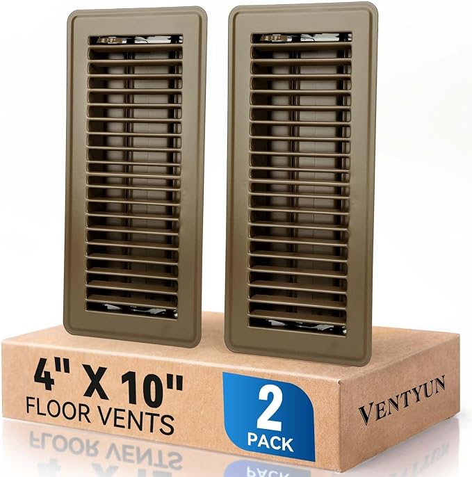 4" x 10" Floor Register Vent Covers 2-Pack, Walkable Powder-Coated Metal Vent by VENTYUN
