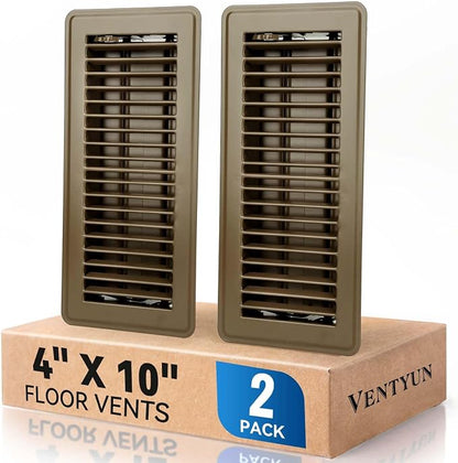 4" x 10" Floor Register Vent Covers 2-Pack, Walkable Powder-Coated Metal Vent by VENTYUN