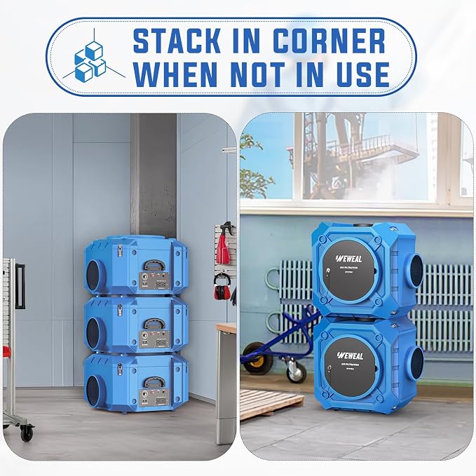 Commercial Air Scrubber with 3-Stage Filtration, Stackable Negative Air Machine - Image 7
