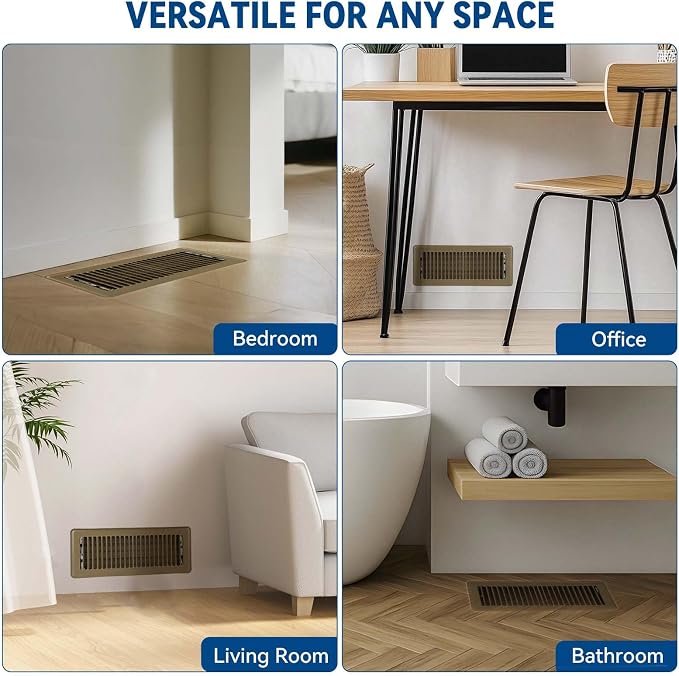 4" x 12" Floor Register Vent Covers 10-Pack, Walkable Powder-Coated Metal Vent - Image 6