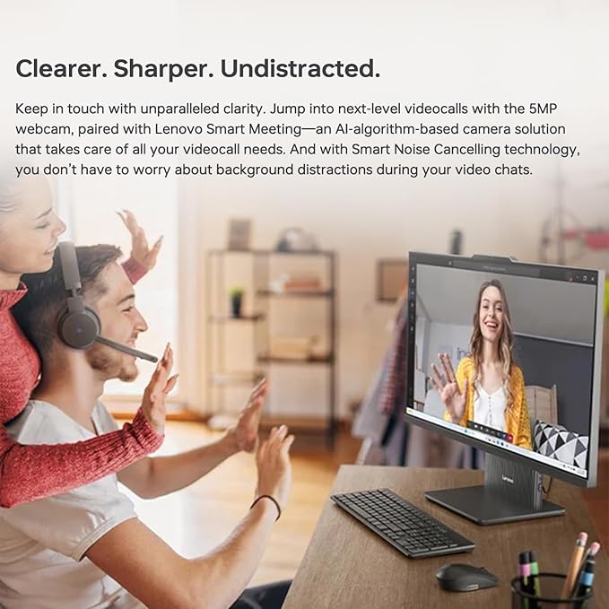 Lenovo IdeaCentre Business All-in-One PC, 27" FHD 100Hz Display, AMD Ryzen 7 8845HS, 32GB DDR5 RAM, 1TB SSD, Wi-Fi 6, Win11 Home, Wireless KB & M, Copilot-Ready, Bundle with Adata UC310 64GB