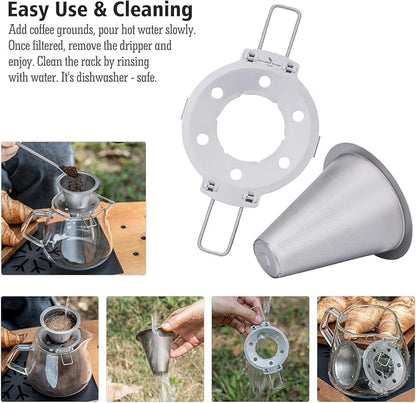 iBasingo Titanium Coffee Filter Pour Over Coffee Dripper - Image 6