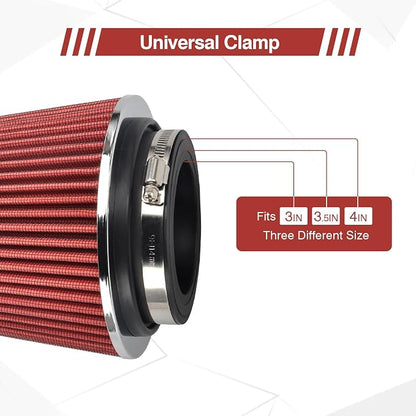 Universal Clamp On Air Intake Filter fits 3 In /3.5 In /4 In Three Different - Image 3