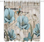 Teal Blue Tulips Living Room Curtains 84 Inch Length, Window Curtains Tab Top by Unknown