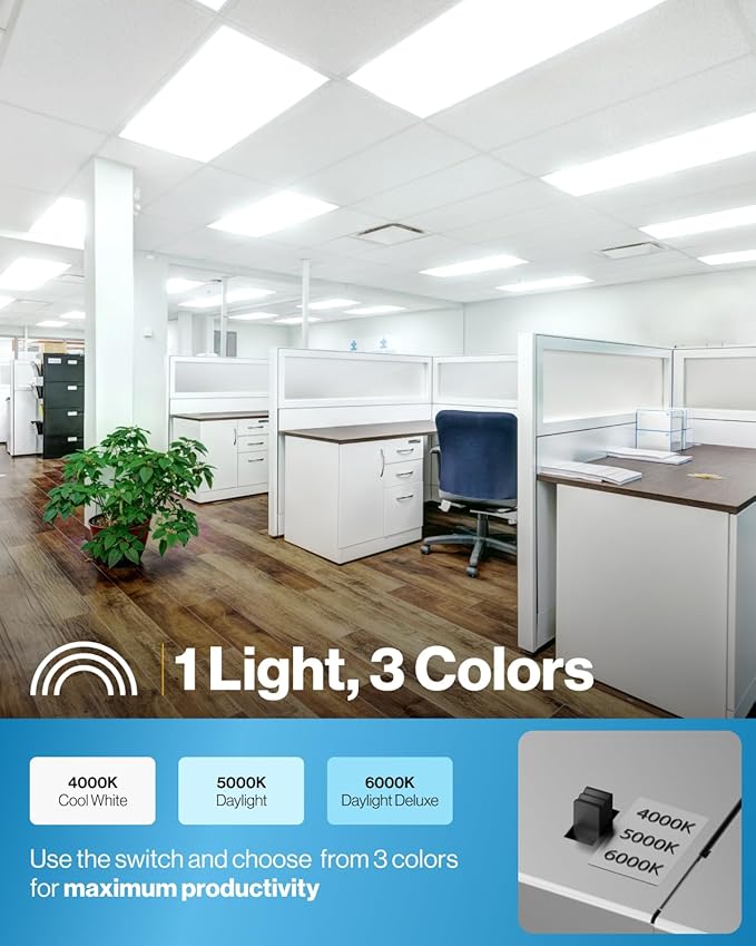 Sunco 30 Pack 2x4 LED Flat Panel Light Drop Ceiling Office Shop Commercial Warehouse Fixture, 6500 Lumens, Selectable Features, 30W/40W/50W, 4000K/5000K/6000K, Dimmable (0-10V), Dustproof ETL.