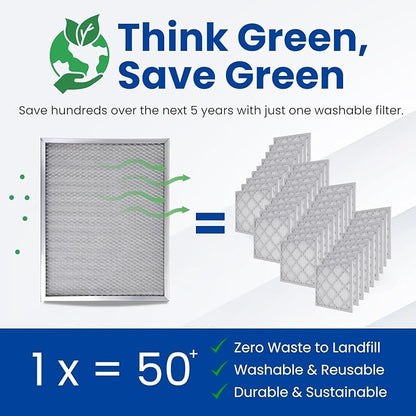 McPherson Reusable Air Filter 30x20x1 | Washable MERV 8 | Made in USA Metal - Image 2