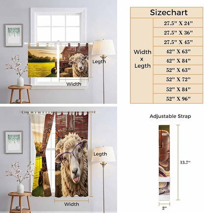 Farm Sheep Kitchen Curtains 24 Inch Length, Small Window Curtains Tab Top - Image 8