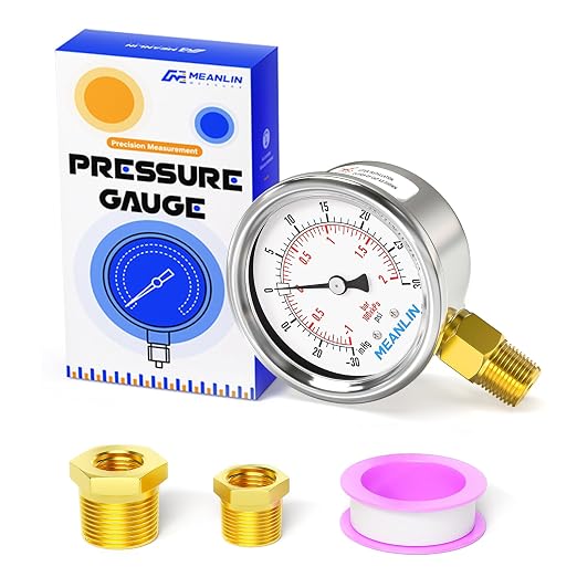 MEANLIN MEASURE -30inHG~30Psi Vacuum Gauge Stainless Steel 1/4" NPT 2" FACE by MEANLINMEASURE