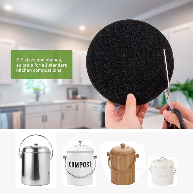 Charcoal Filters for Kitchen Compost Bin, 10 Pack Compost Filters for - Image 6