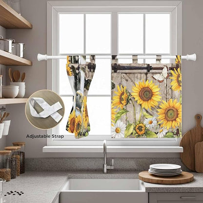 Retro Farmhouse Flower Kitchen Curtains 36 Inch Length, Small Window Curtains - Image 5