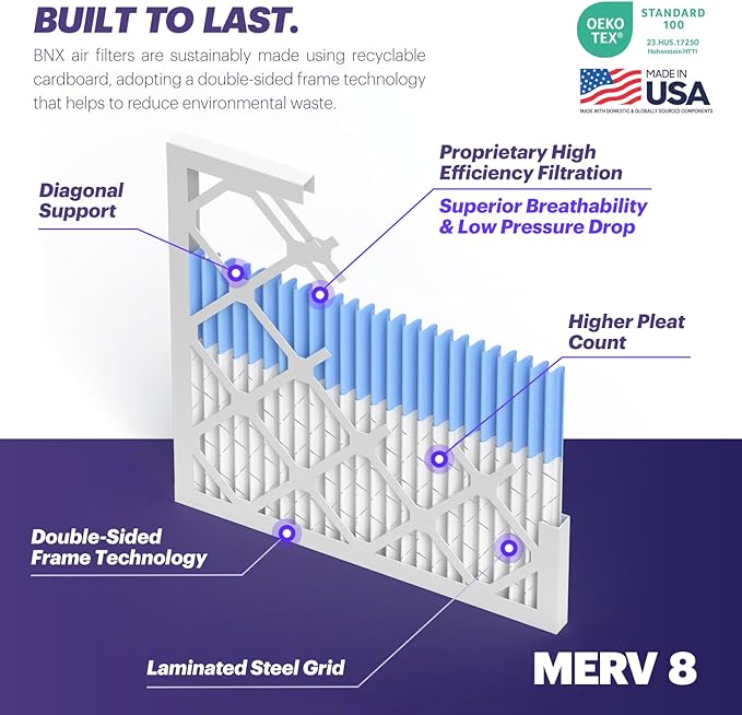 BNX TruFilter 16x30x1 Air Filter MERV 8 - Image 4