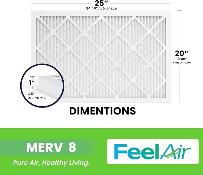 20x25x1 Air Filter, MERV 8, 6 Pack – Premium Pleated HVAC & Furnace Filter - Image 2