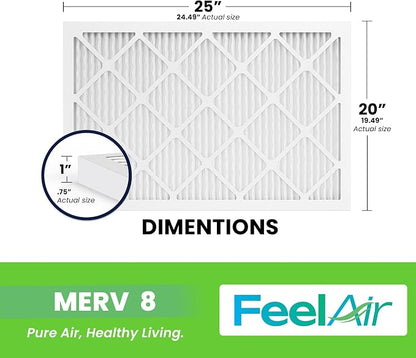 20x25x1 Air Filter, MERV 8, 6 Pack – Premium Pleated HVAC & Furnace Filter - Image 2