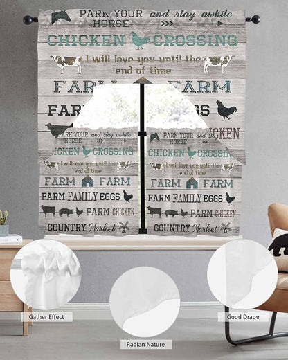 Farmhouse Swag Kitchen Curtains Valance and Tier Set, Rod Pocket Short Curtain - Image 5