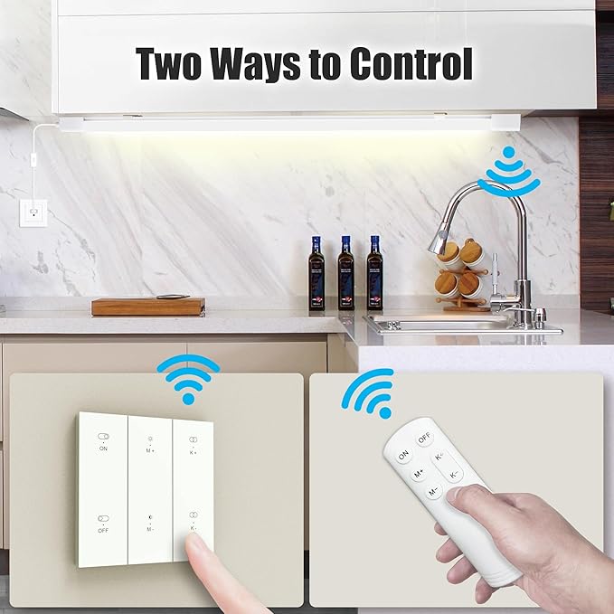 ONIDEK Under Cabinet Lights with Plug. 2700K-6500K Dimming and Color. with Wireless Control Panel and Remote Control.25W 2500LM for Garage, Kitchen, Bathroom, Closet, Office (36 inch)