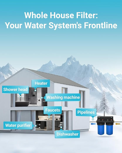 AQUA CREST 10"x 4.5" Whole House Carbon Water Filter, Iron & Manganese Reducing - Image 7
