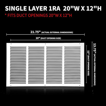 20x12 Return Air Grille, Air Return Vent Cover, Flat Vent Cover, Rejillas De - Image 3