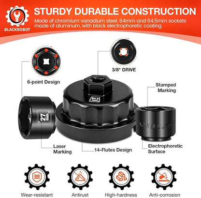 BLACKROBOT 10-Piece 3/8” Drive Oil Filter Socket Wrench Set, Metric Low Profile - Image 4