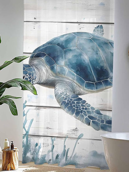 Sheer Curtains 108 Inches Long, Ocean Sea Turtle Semi Sheer Curtains Light - Image 4