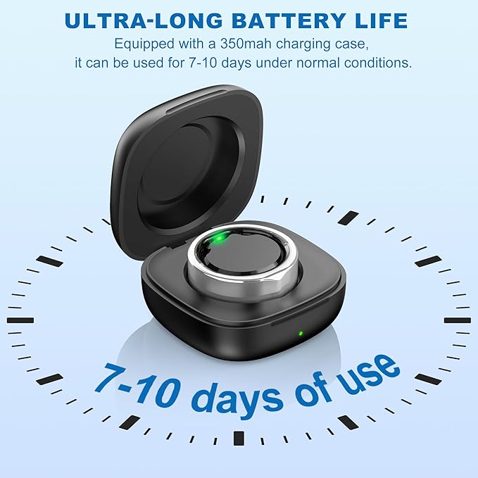 SEEKZERO Smart Ring-Size First Before You Buy, No APP Subscription,7-10 Days of Use,Sleep|Activity|Stress|Heart Rate|SPO₂ Tracker, Compatible with iOS and Android (Silver, 13)