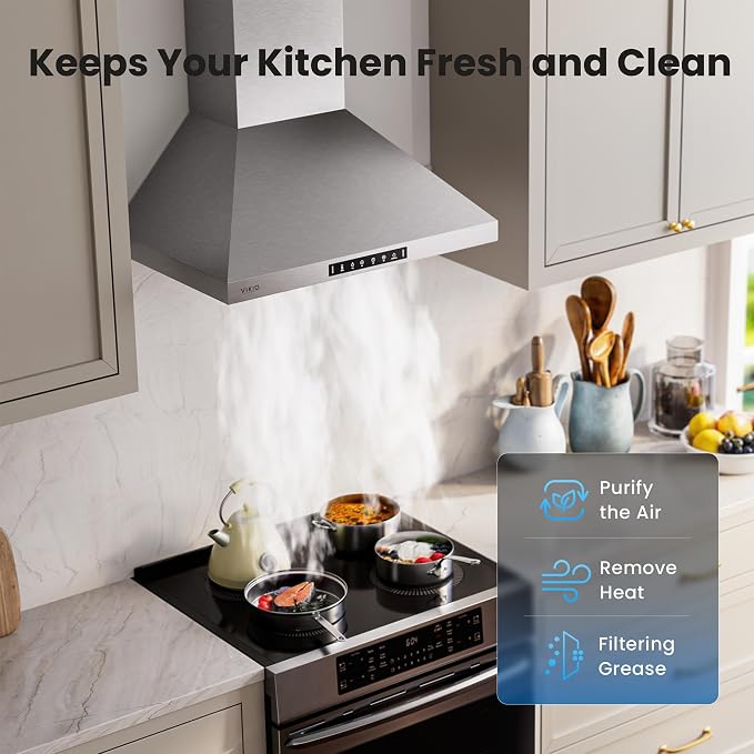 Wall Mount 30 Inch Range Hood 900 CFM, Ductless/Ducted Convertible Kitchen Hood - Image 4