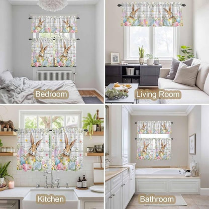 Kitchen Curtains Tiers and Valance Set of 3, Easter Light Filtering Window - Image 7