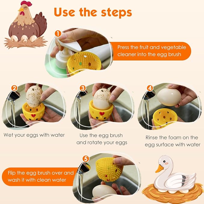 Egg Washer for Fresh Eggs, Silicone Egg Brush Cleaner, Egg Cleaner Scrubber for - Image 4