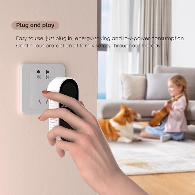 Natural Gas Detectors &Plug in Carbon Monoxide Detector， 4 in 1 Co and Gas Detector Temp Humidity Monitor，Propane, LPG, Gas Detector for Home，Kitchen,Hotels，RV.（1 Pack）