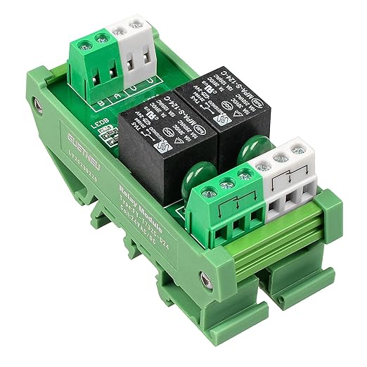 GUETNEU Relay Board, Relay Module 2 Channel 1 SPDT DIN Rail Mount 24V DC/AC, Interface Board(FY-T732C-D24)