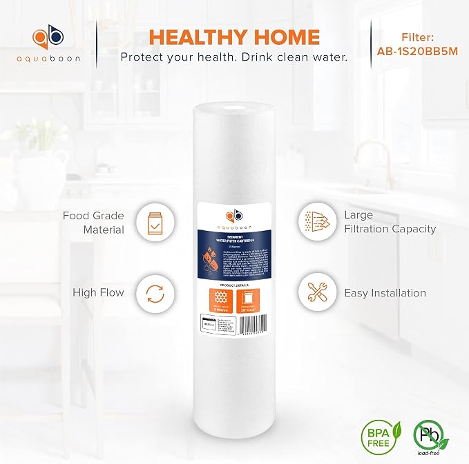 Aquaboon 1 Micron 20 x 4.5 Sediment Water Filter Replacement Cartridge | Whole - Image 4