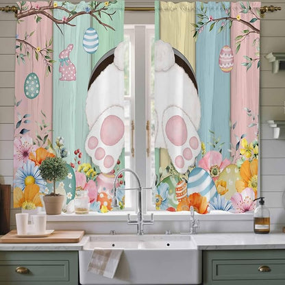Easter Window Curtains 63 Inch Long 2 Panel Set, Rod Pocket Bedroom Curtains & by Unknown