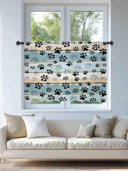 Sheer Curtains 54 Inch Length, Vintage Farmhouse Country Wood Grain Privacy - Image 4