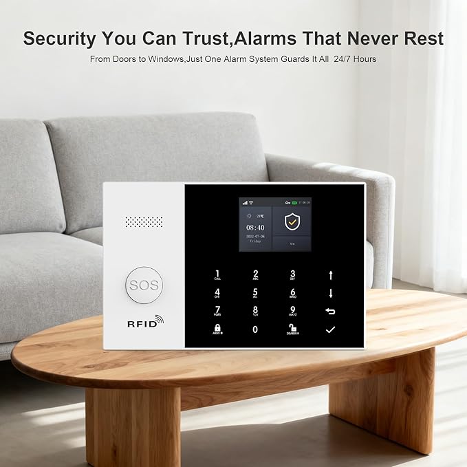 LWOHSI Smart Home Alarm,GSM 4G/WiFi Home Security Systems with DIY Door Window Sensors and Motion Sensors,Loud Siren,Remote,Work with Google for House,Villa,Apartment,No Contract Fee