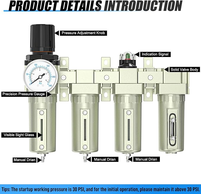 4 Stage Air Drying System 3/4" NPT Heavy Duty Industrial Grade, Coalescing - Image 4