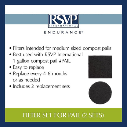 RSVP International Charcoal Compost Bin Filter 2-Piece Set Helps Keep Kitchen - Image 6