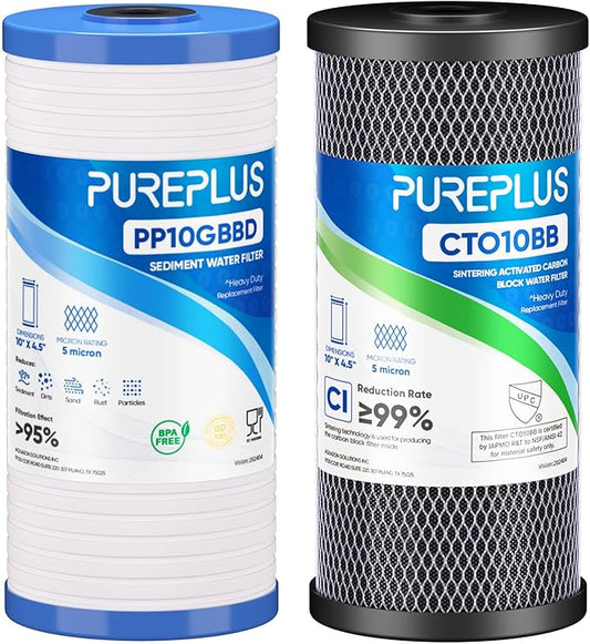 PUREPLUS 5 Micron 4.5"x10" Whole House Water Filter Combo Kit by PUREPLUS