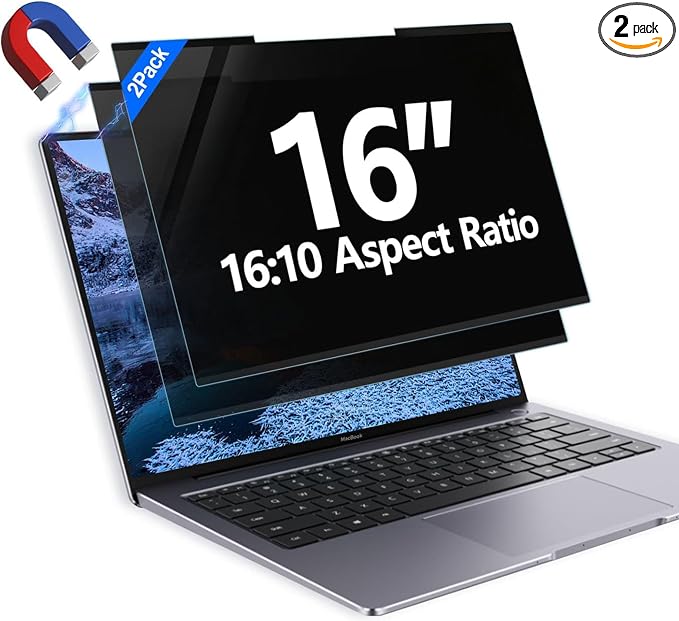 2Pack Magnetic 16 Inch Laptop Privacy Screen 16:10 Aspect Ratio, Removable by HOME