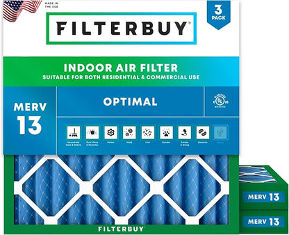 Filterbuy 24x24x2 Air Filter MERV 13 Optimal Smoke & Allergy Defense, by Filterbuy