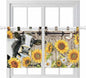 Retro Farmhouse Flower Kitchen Curtains 24 Inch Length, Small Window Curtains by Unknown