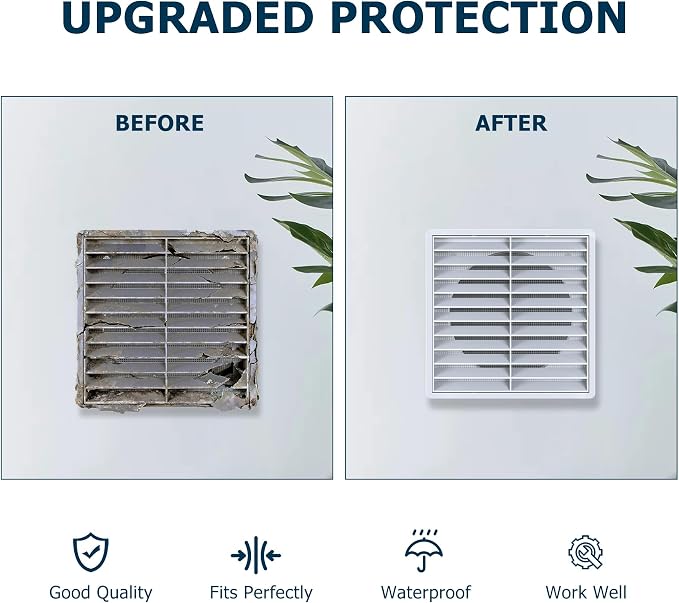 Air Vent ABS Louver Grille Cover 6 Inch, External Wall Vent Cover - Image 5