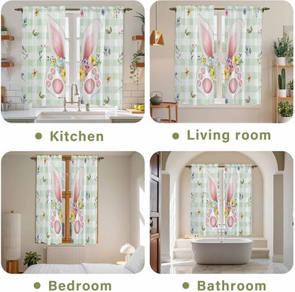 Easter Window Curtains 63 Inch Long 2 Panel Set, Rod Pocket Bedroom Curtains & - Image 8
