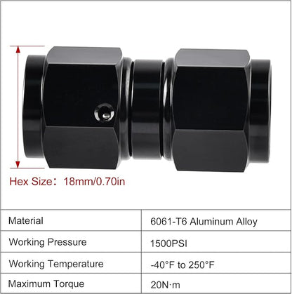 EVIL ENERGY 6AN Female to 6AN Female Straight Swivel Coupler Union Fitting - Image 2