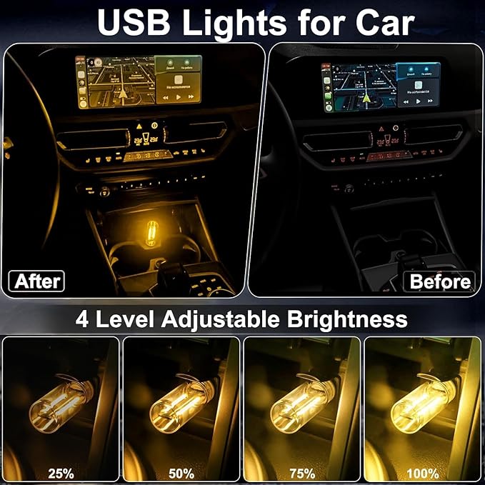 USB Ambient Light, RGB LED USB Light for Car, Laptop and Desk – VISB (Yellow)