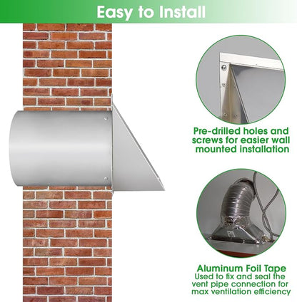 Dryer Vent Cover Outdoor 4 Inch, Dryer Vent Cover Outside, Exterior Hooded Wall - Image 6