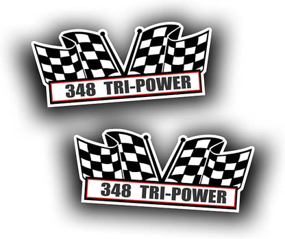 2X Engine Window Air Cleaner Sticker Decal 348 Tri Power V8 Motor by Solar+Graphics+USA