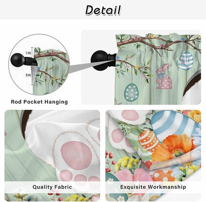 Easter Kitchen Curtains 54 Inch Long 2 Panel Set, Rod Pocket Window Curtains - Image 9